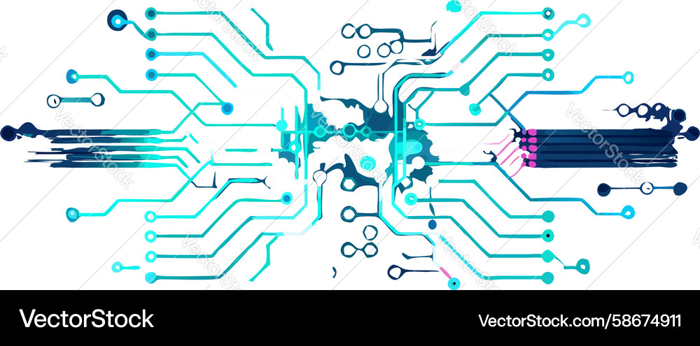 Interconnected circuit board network data flow Vector Image