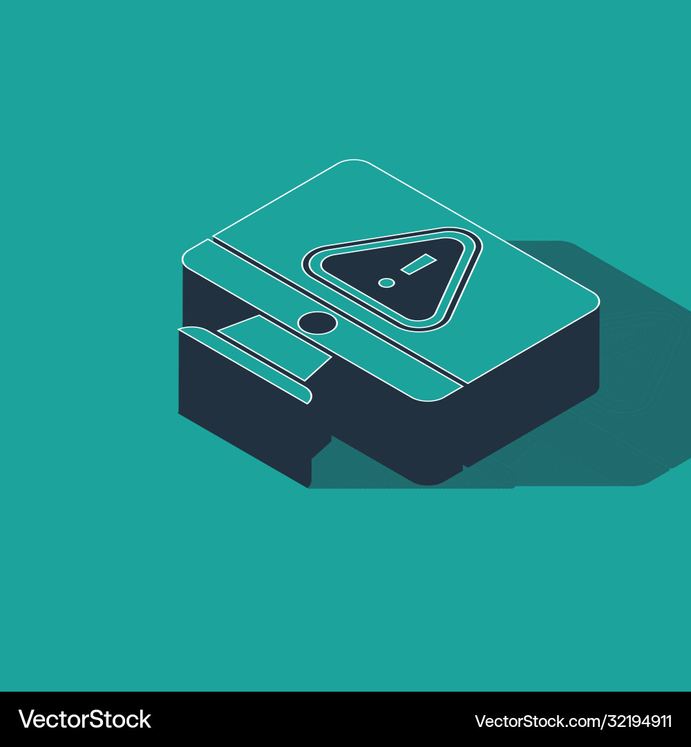 Isometric computer monitor with exclamation mark Isometric computer monitor with exclamation mark Vector Image