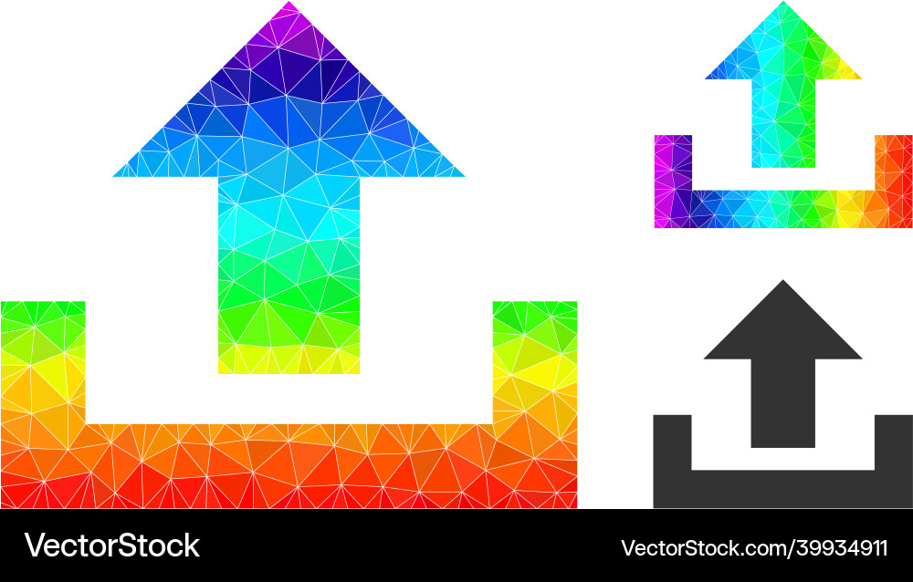 Lowpoly upload icon with rainbow gradient Lowpoly upload icon with rainbow gradient Vector Image