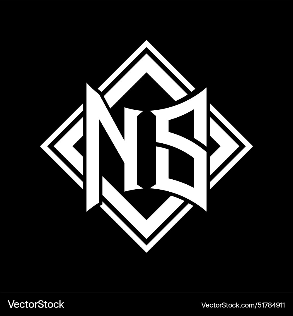 Ns letter logo abstract shield shape with square Ns letter logo abstract shield shape with square Vector Image