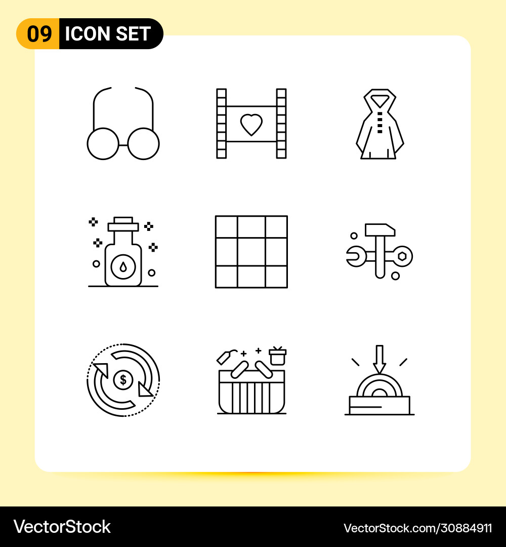 Outline pack 9 universal symbols computing Vector Image