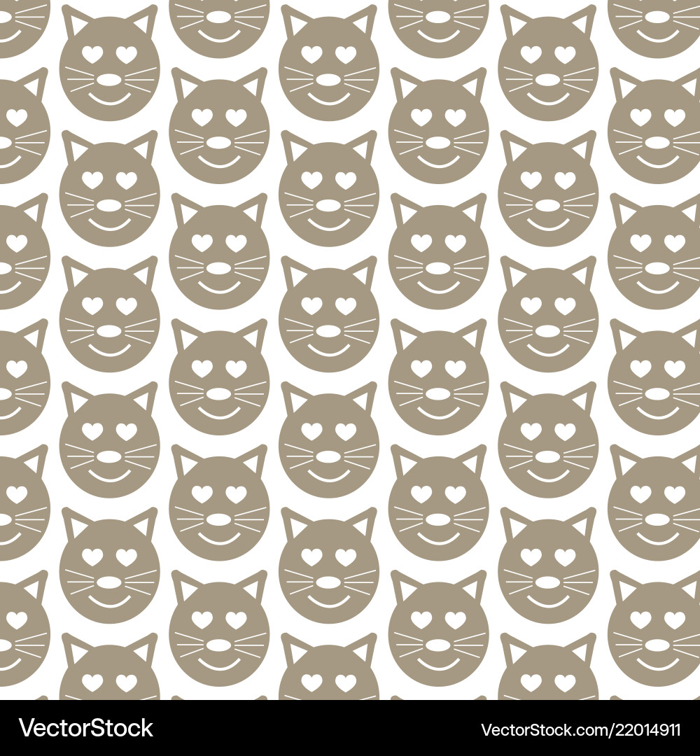 Pattern background cat face emotion icon vector image