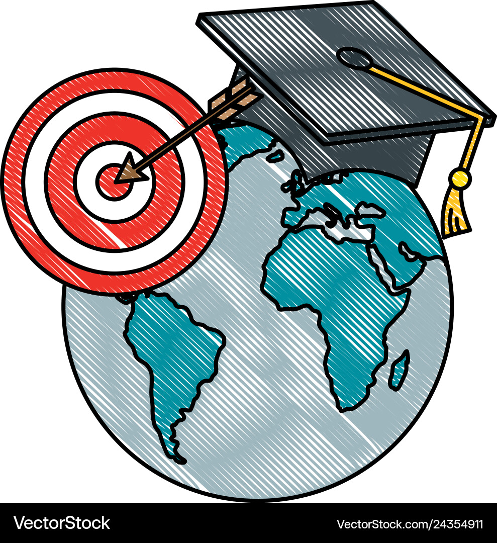 Planet graduated with target Planet graduated with target vector image