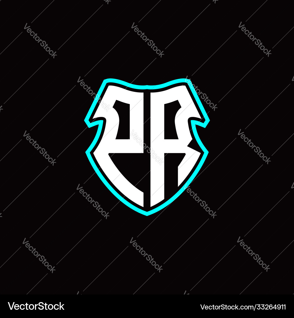 Pr initial logo design with a shield shape Pr initial logo design with a shield shape vector image