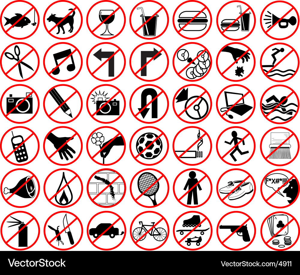 Prohibited Actions Icon Set Vector Image