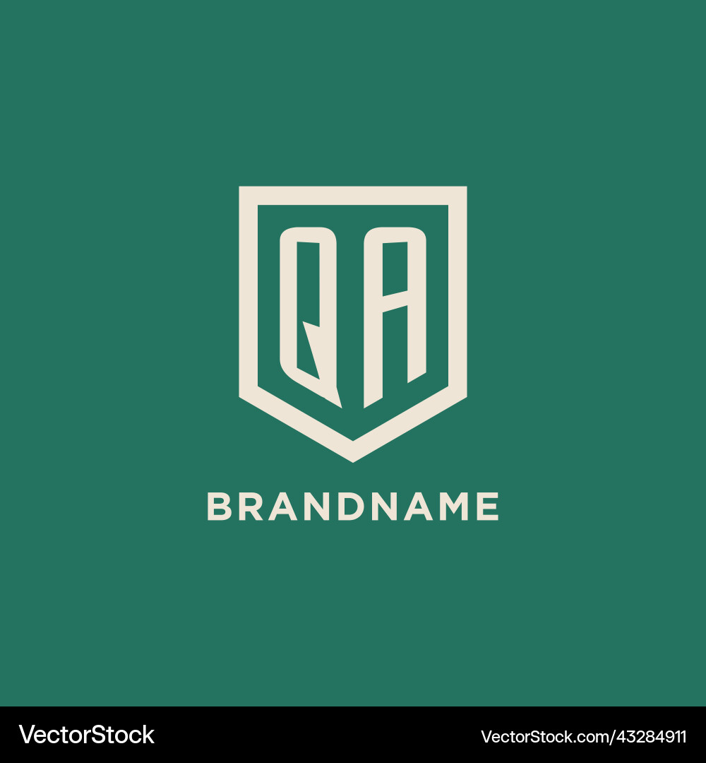 Qa initial logo monogram shield geometric shape Vector Image