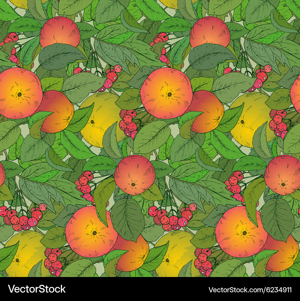 Seamless pattern with hand drawn apple branches Vector Image