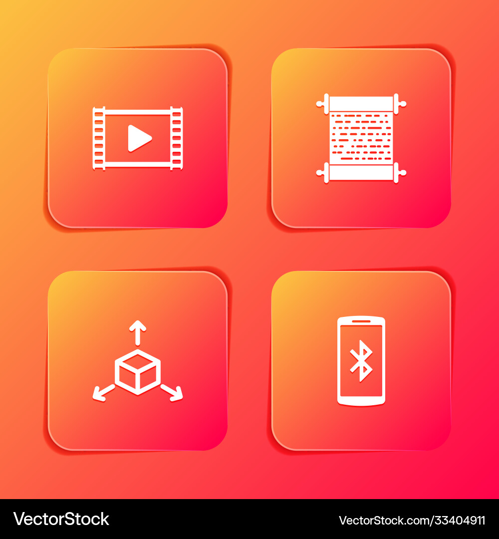 Set play video paper scroll isometric cube vector image