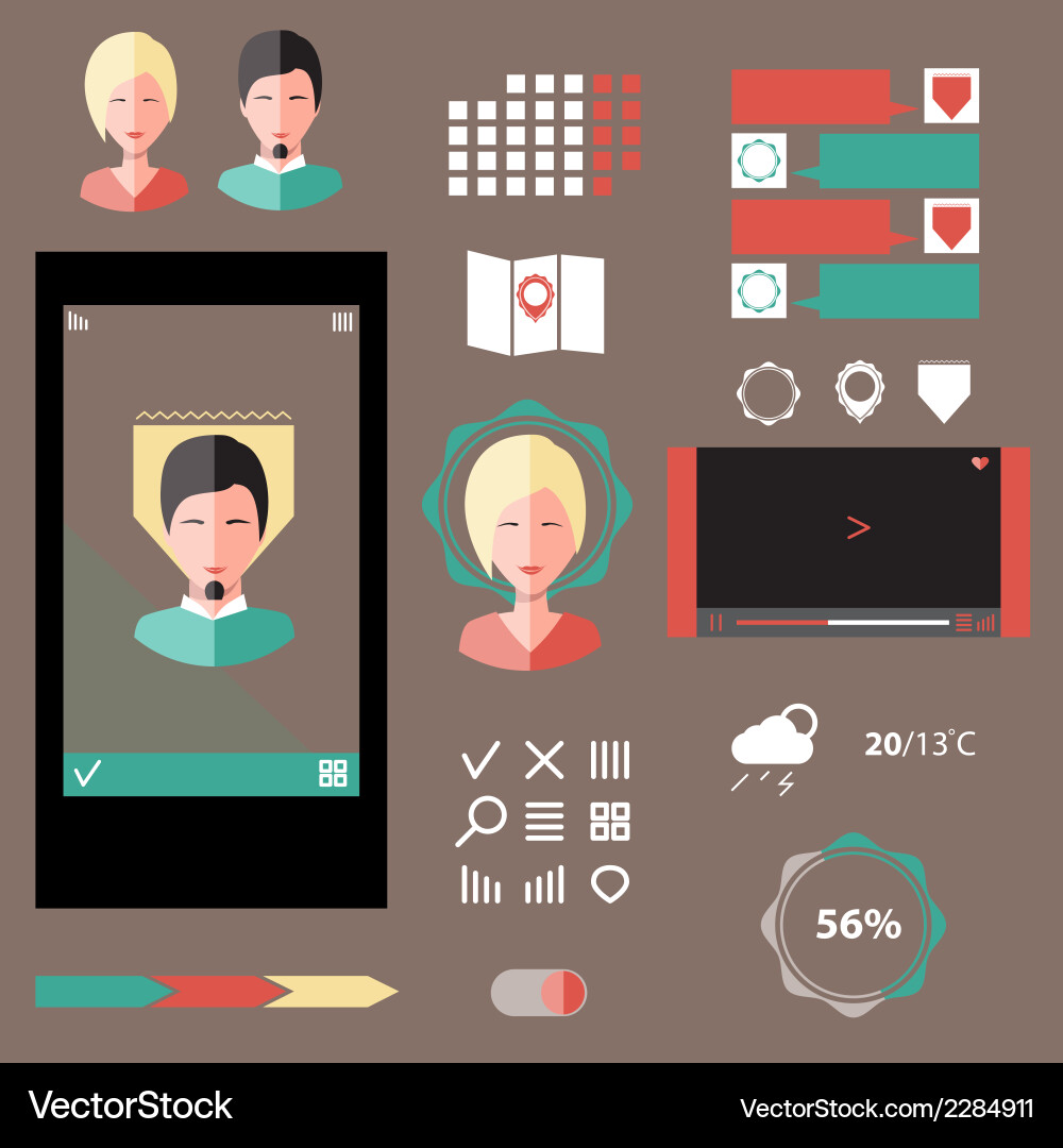 Set verschiedener Elemente Interface-Projekte Vektorbild