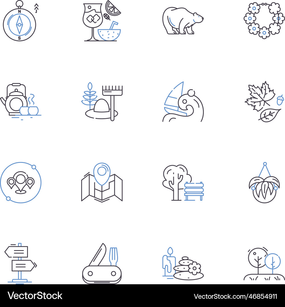 Shocking exploration line icons collection Vector Image