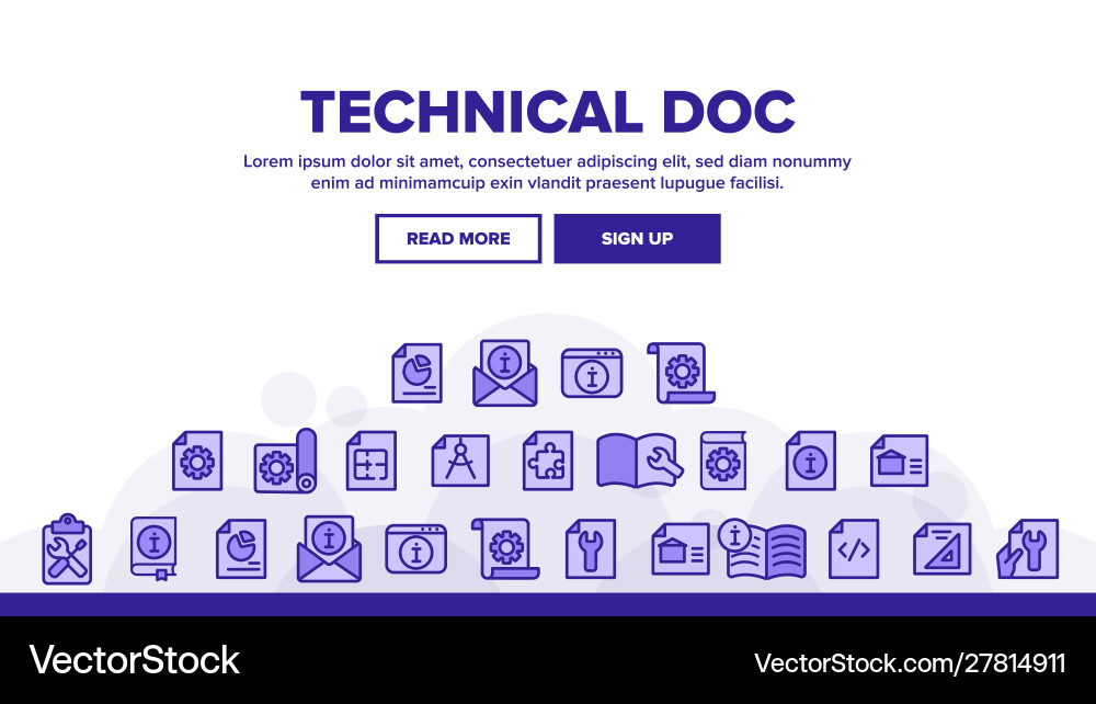 Technical Line Icons - Documentation vector image