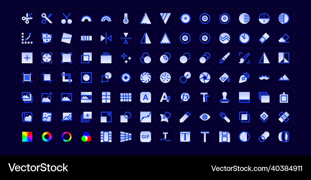 Thin line image editing icons Thin line image editing icons vector image