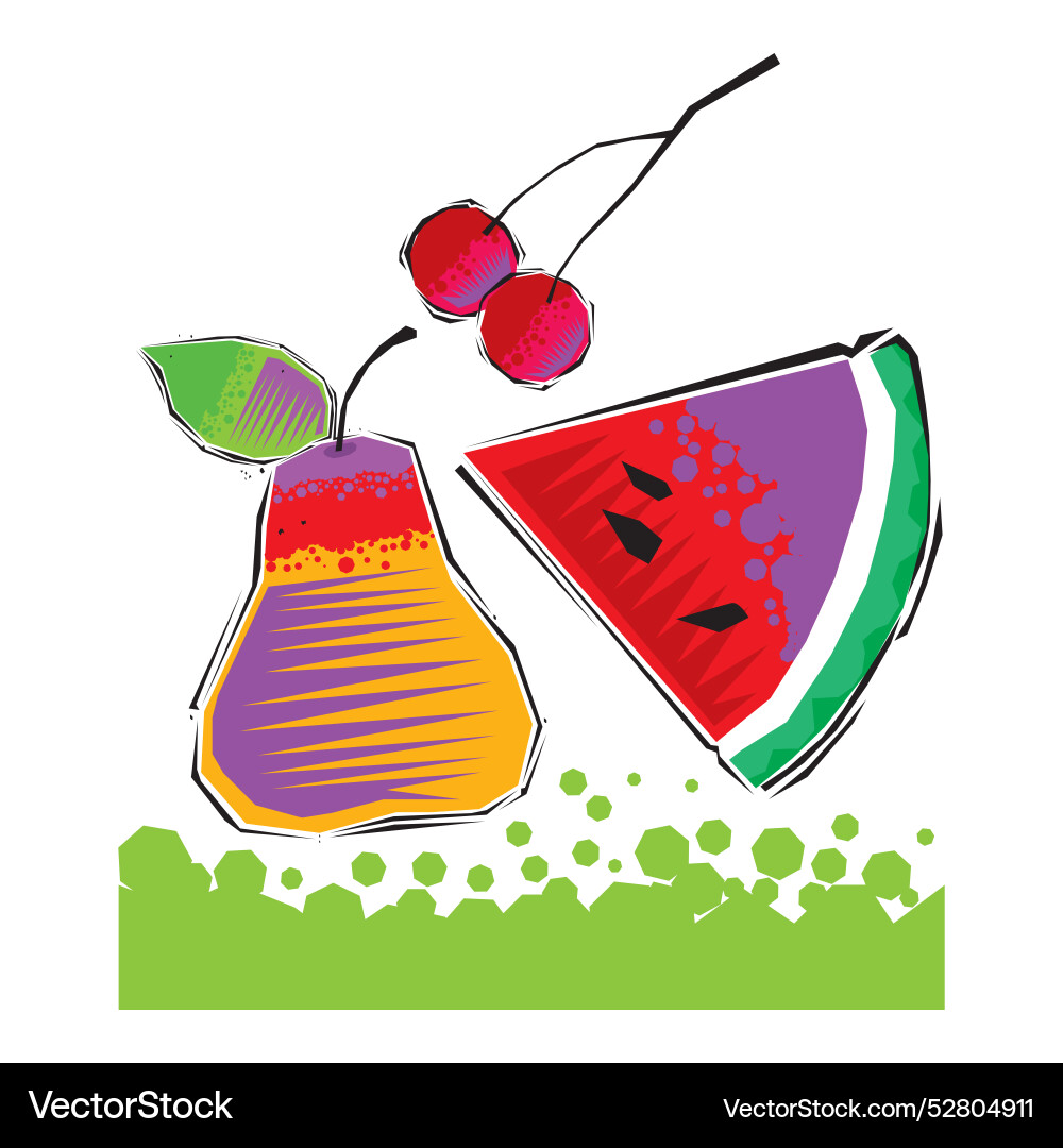 Watermelon sliced fruit and pear design Watermelon sliced fruit and pear design vector image