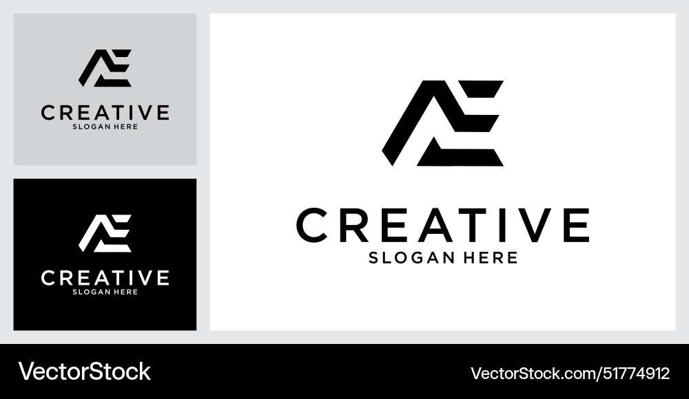 Ae or ea initial letter logo design Royalty Free Vector