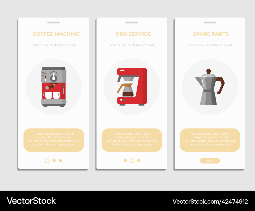 Coffee machine pro service web page template set Coffee machine pro service web page template set vector image