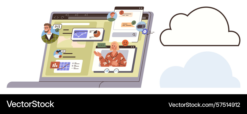 Collaborative online communication with cloud data Collaborative online communication with cloud data vector image