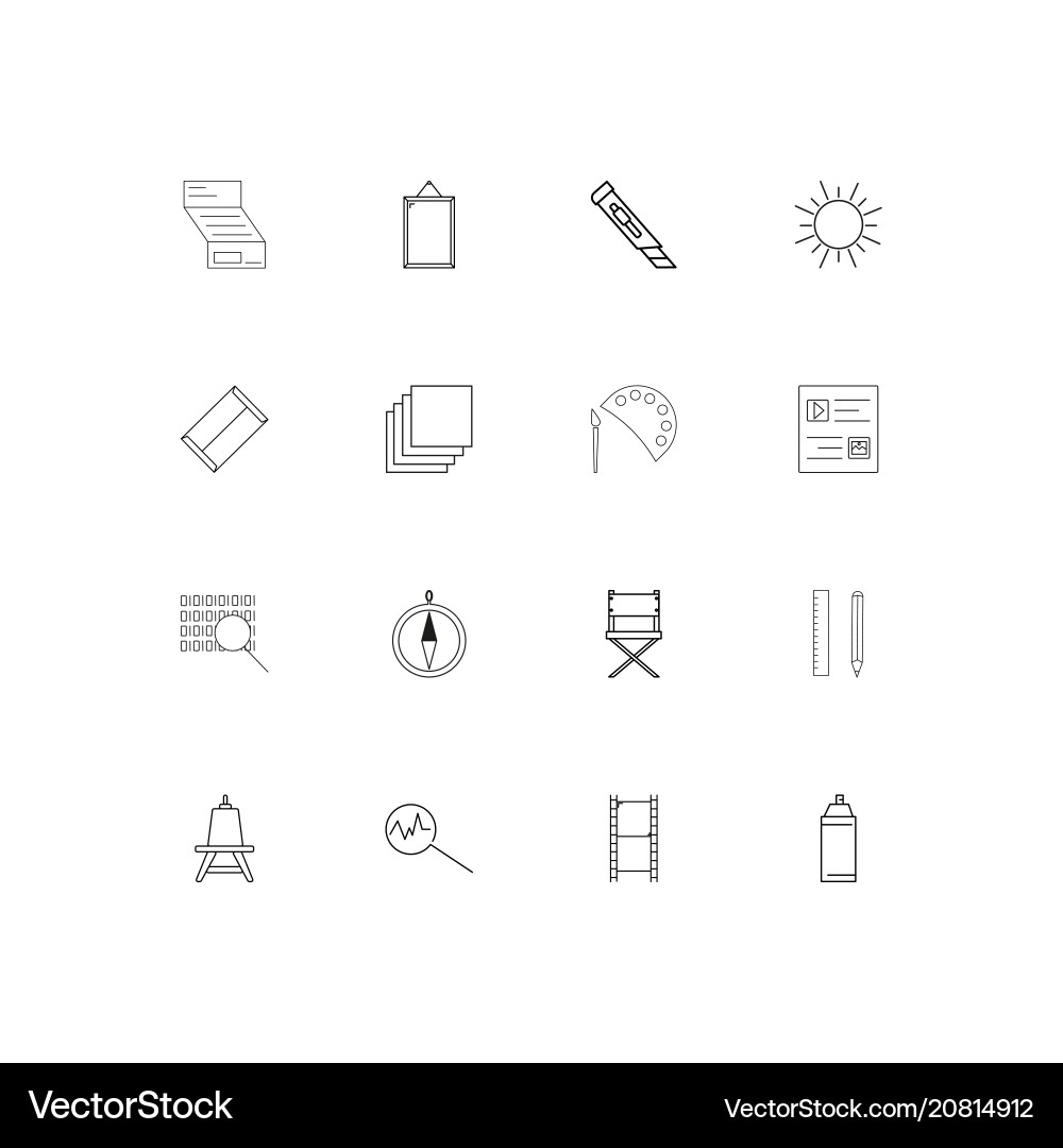 Creative process and design linear thin icons set Vector Image