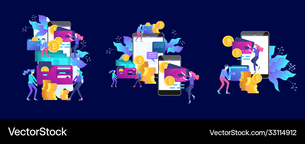 Cryptocurrency and blockchain composition Cryptocurrency and blockchain composition Vector Image