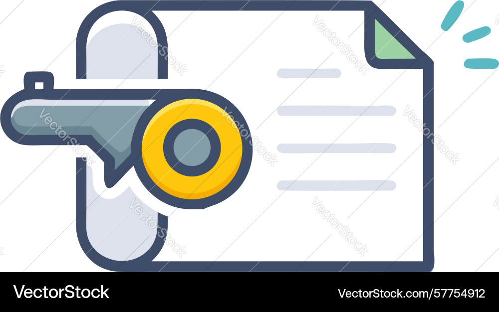 Document with key icon access control secure vector image