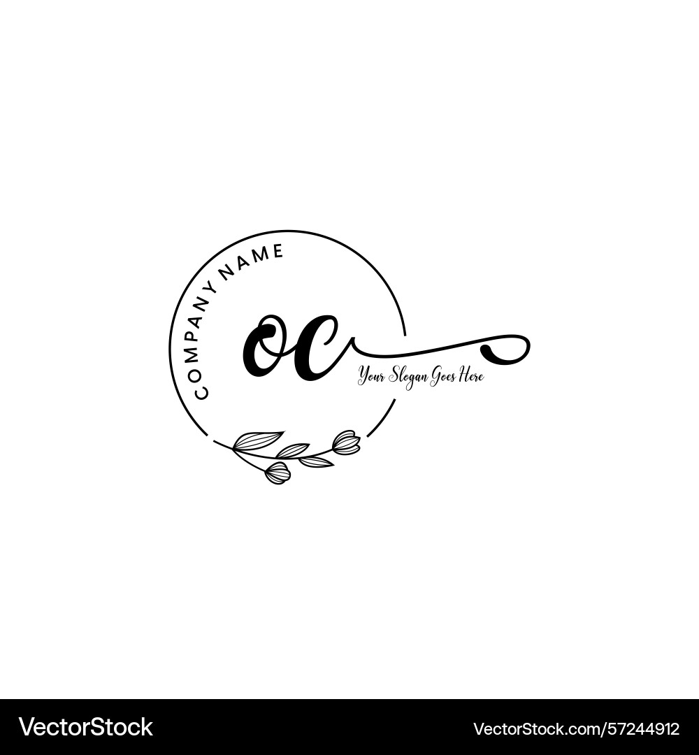 Elegant oc initial logo design with botanical Vector Image