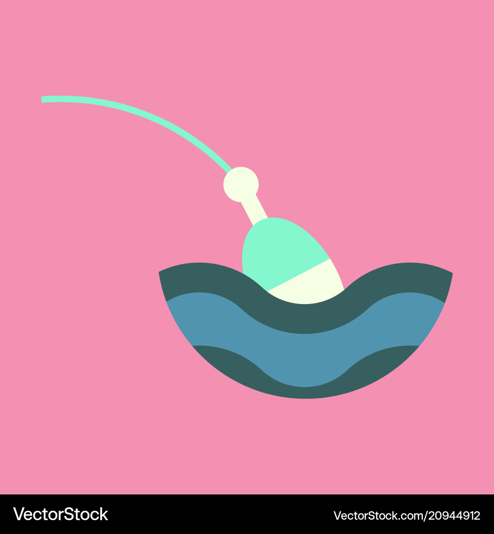 Fishing float flat icon with color background Vector Image