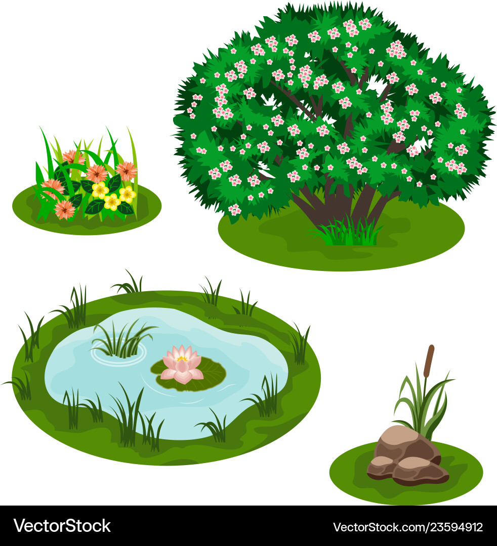Gartenlandschaft für Sommerwald oder Gartenlandschaft für Sommerwald oder Vektorbild