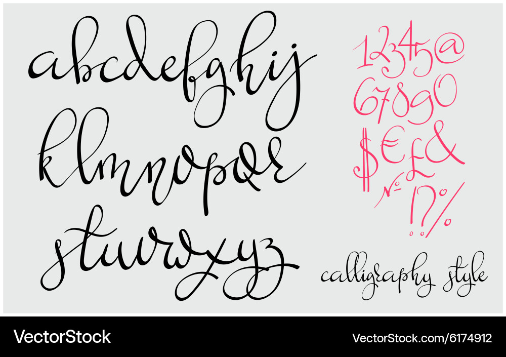 Handwritten pointed pen flourish font Royalty Free Vector