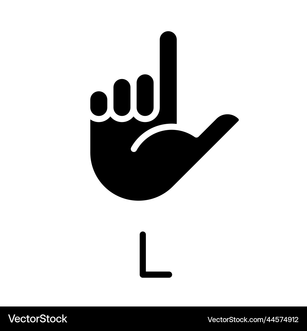 Letter l in american sign language black glyph Letter l in american sign language black glyph vector image