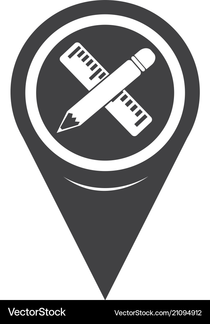 Map pointer pencil with ruler icon Map pointer pencil with ruler icon vector image
