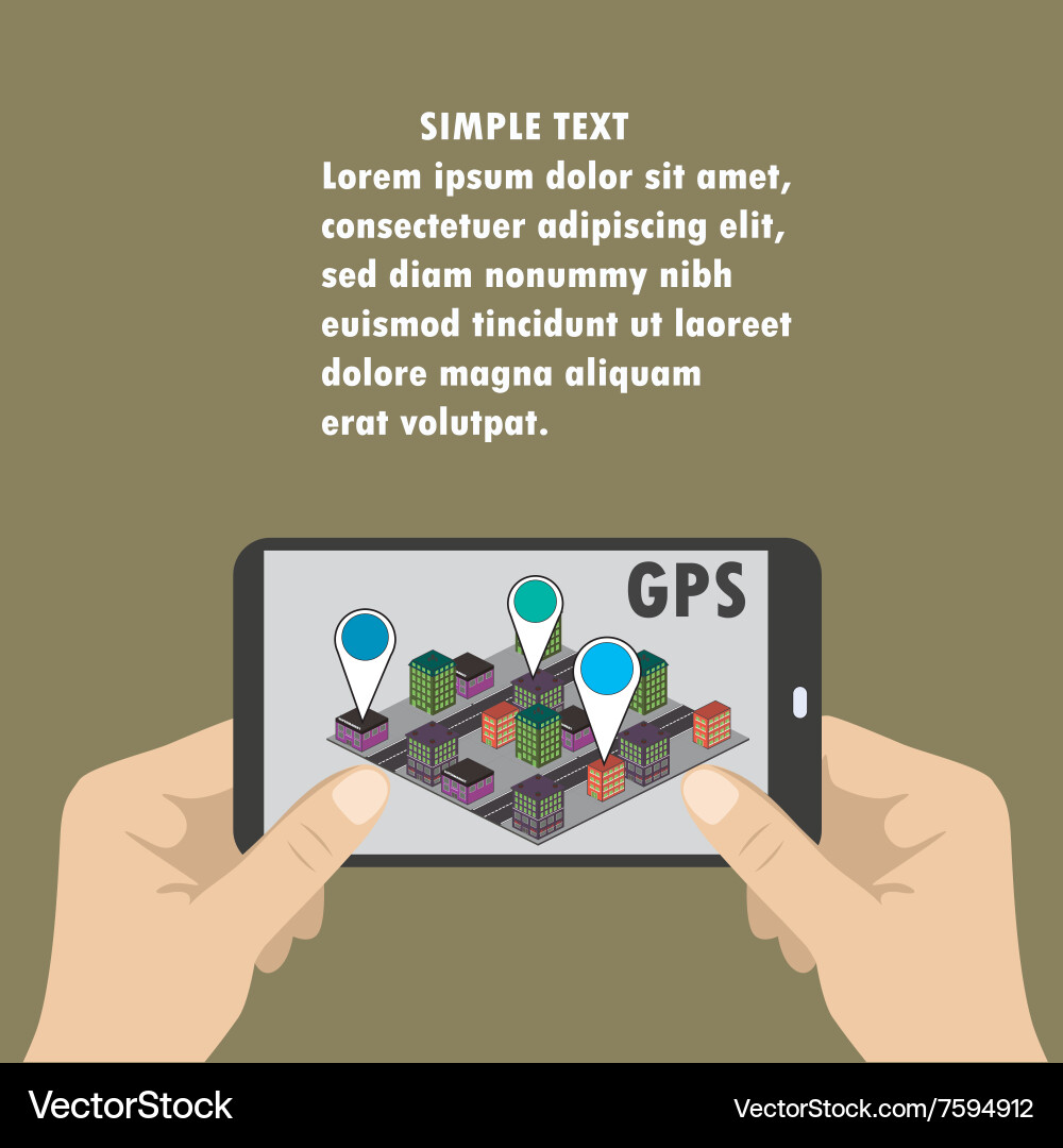 Mobile navigation gps with map pointers vector image