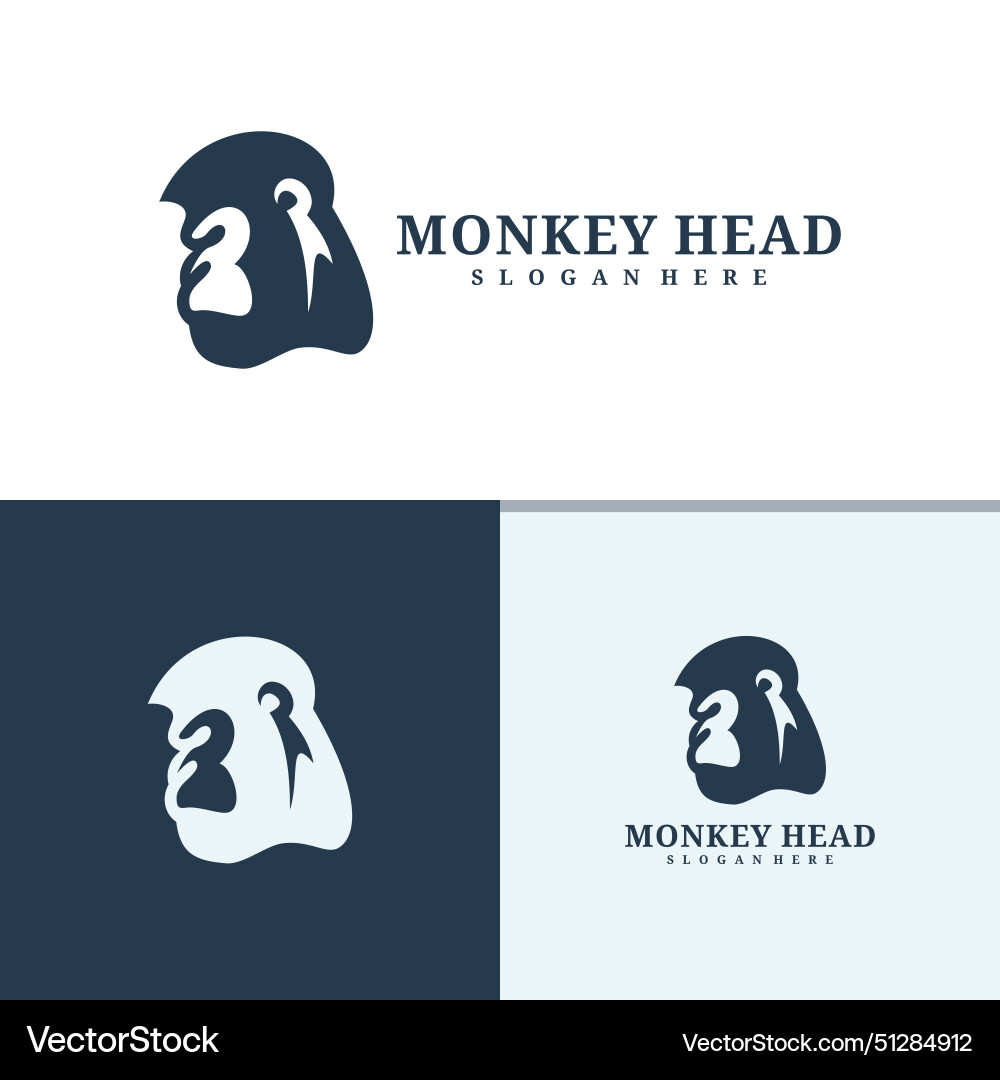Monkey head logo design angry Royalty Free Vector Image