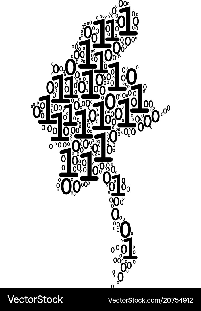 Myanmar map composition of binary digits Vector Image