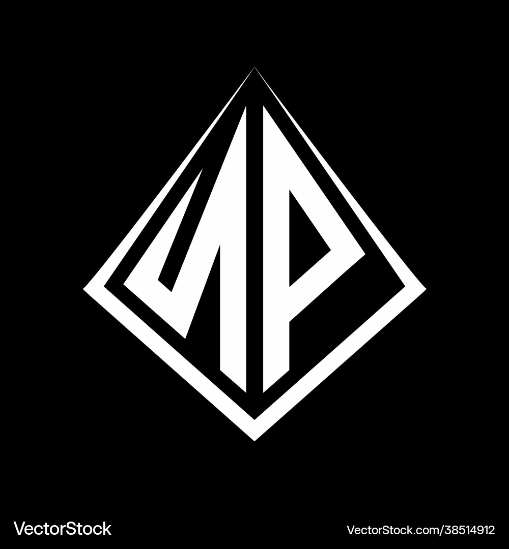 Np logo letters monogram with prisma shape design vector image