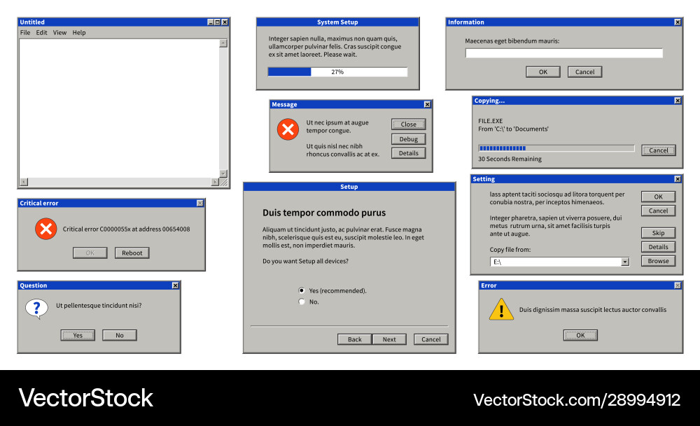 Old Browser Error Message Popup vector image
