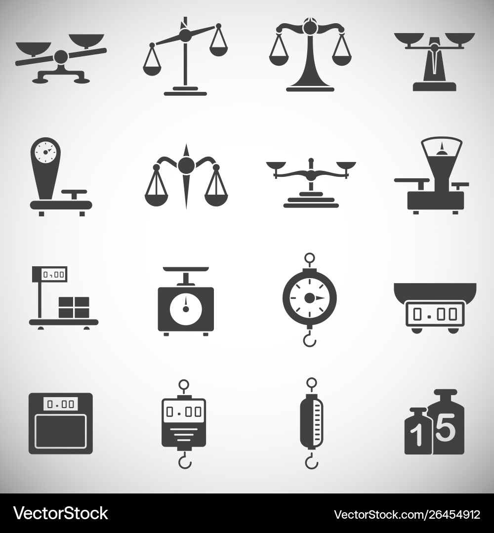 Scale related icons set on background for graphic Scale related icons set on background for graphic Vector Image