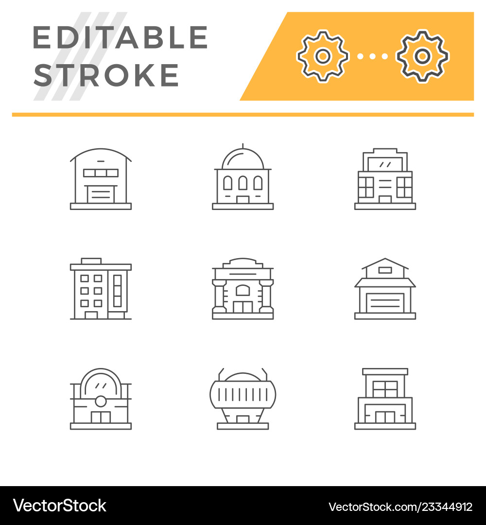 Set line icons of buildings vector image