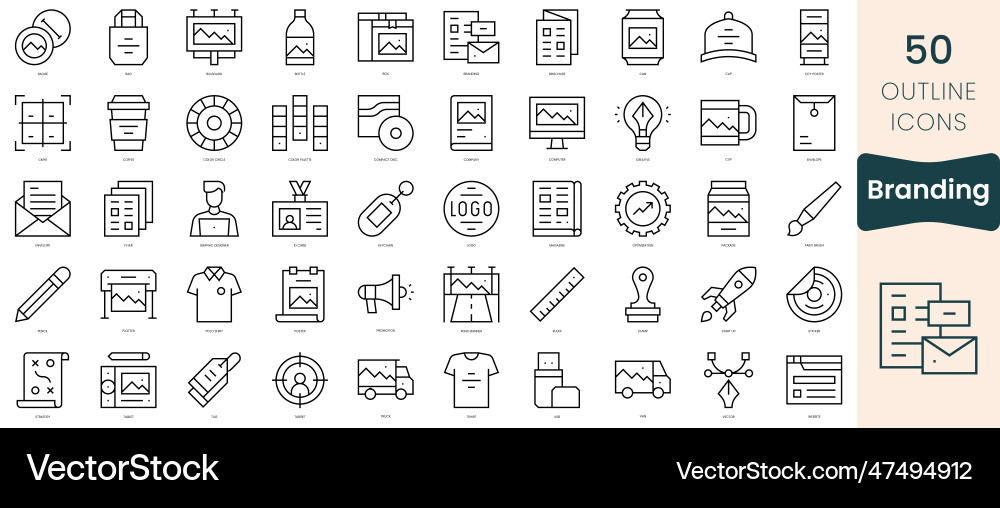 Set of branding icons thin linear style pack Set of branding icons thin linear style pack vector image