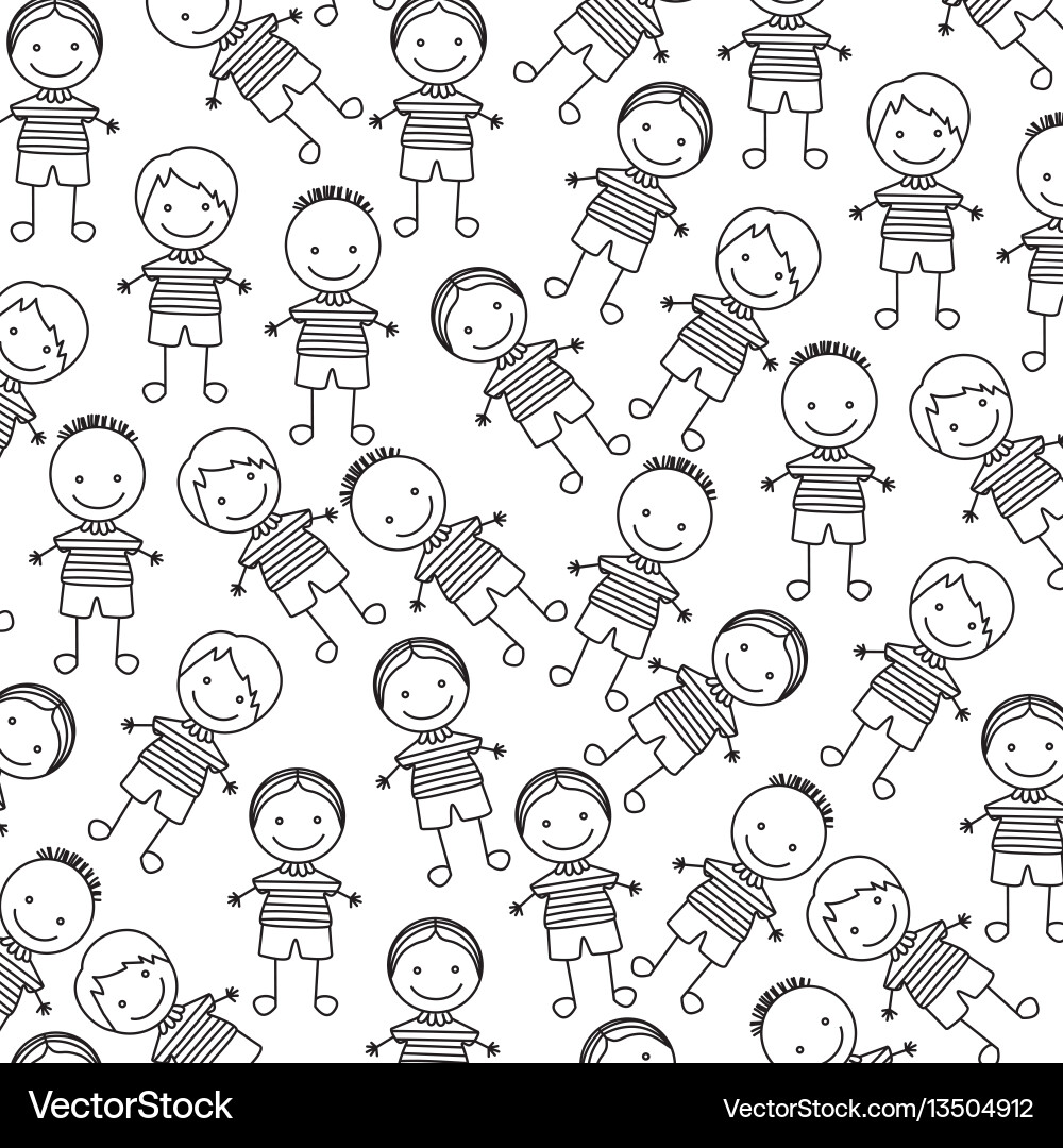 Silhouette pattern set collection boy design vector image