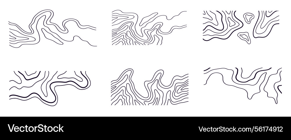 Topography map shapes abstract wavy lines set Topography map shapes abstract wavy lines set vector image