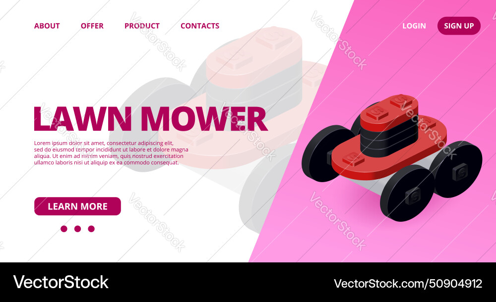 Web template with a robot lawn mower Web template with a robot lawn mower vector image