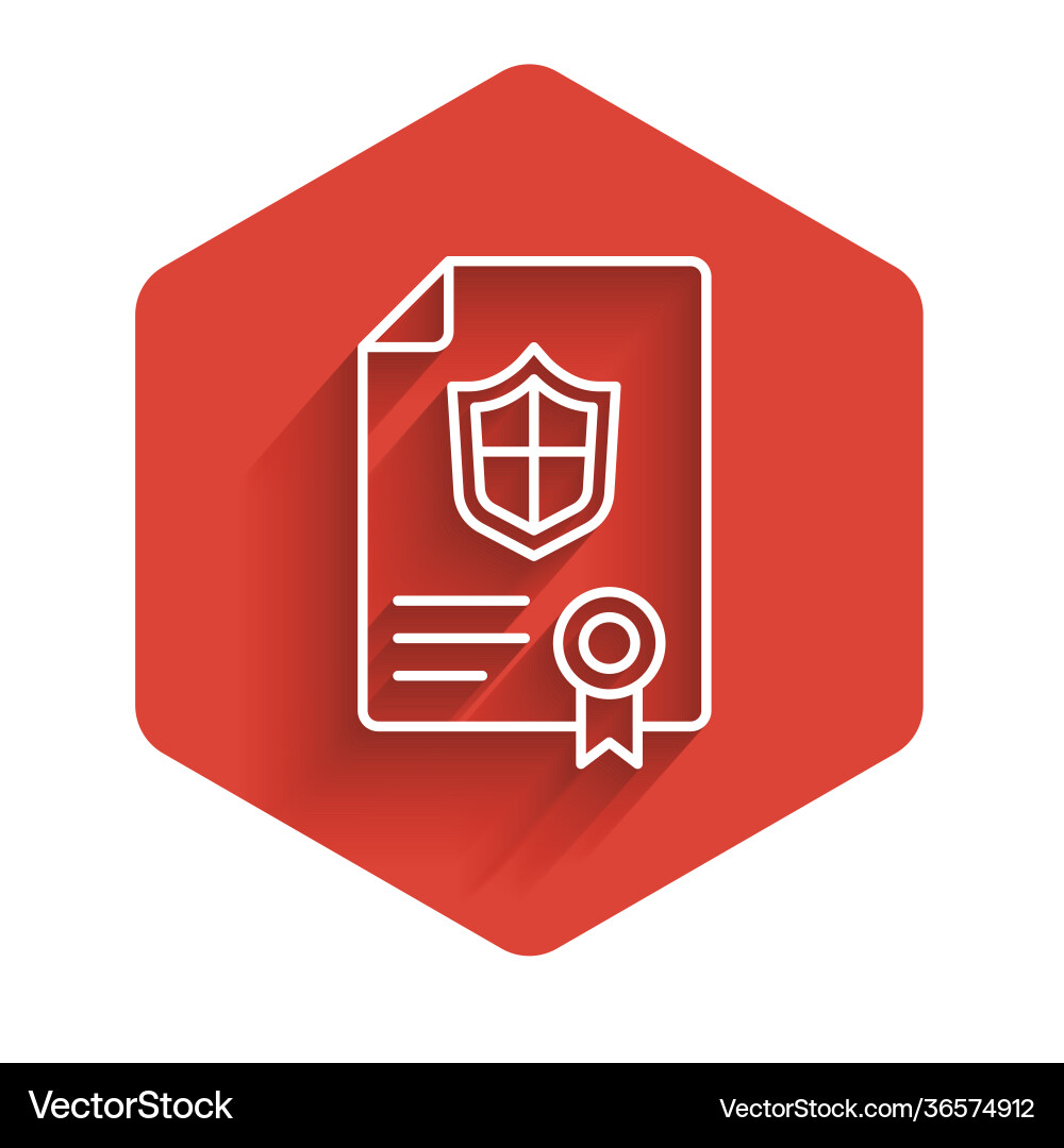 White line contract with shield icon isolated vector image