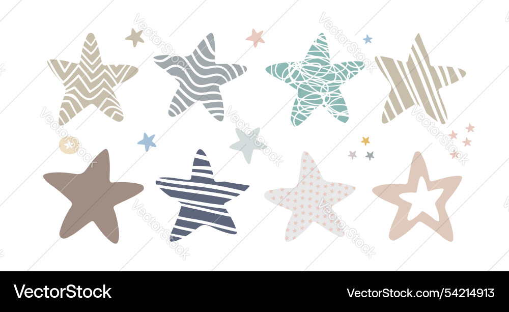 Abstract design elements set of different stars Vector Image
