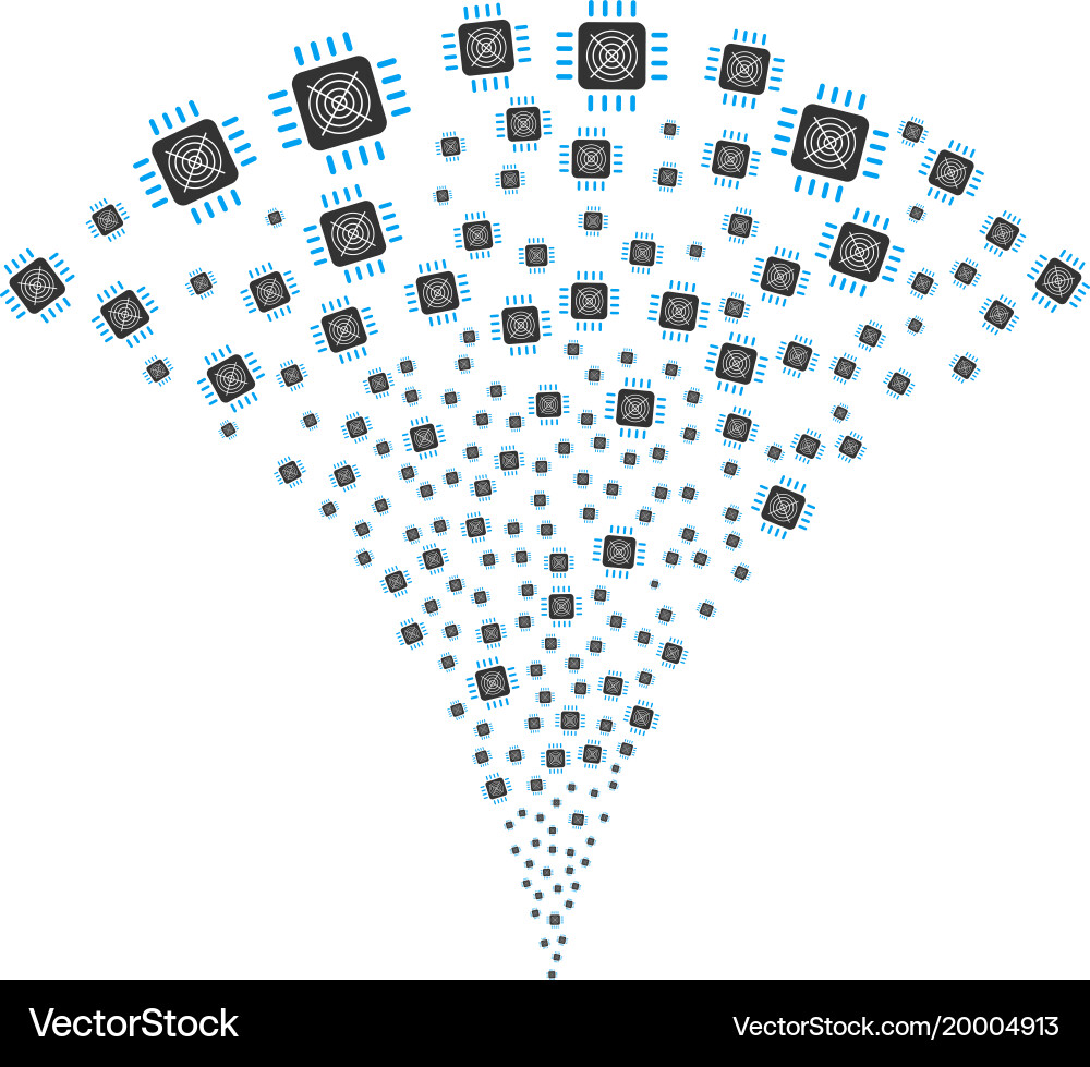 Asic processor fountain stream vector image