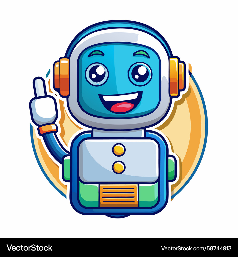 Cartoon robot character with a smiling face Cartoon robot character with a smiling face Vector Image