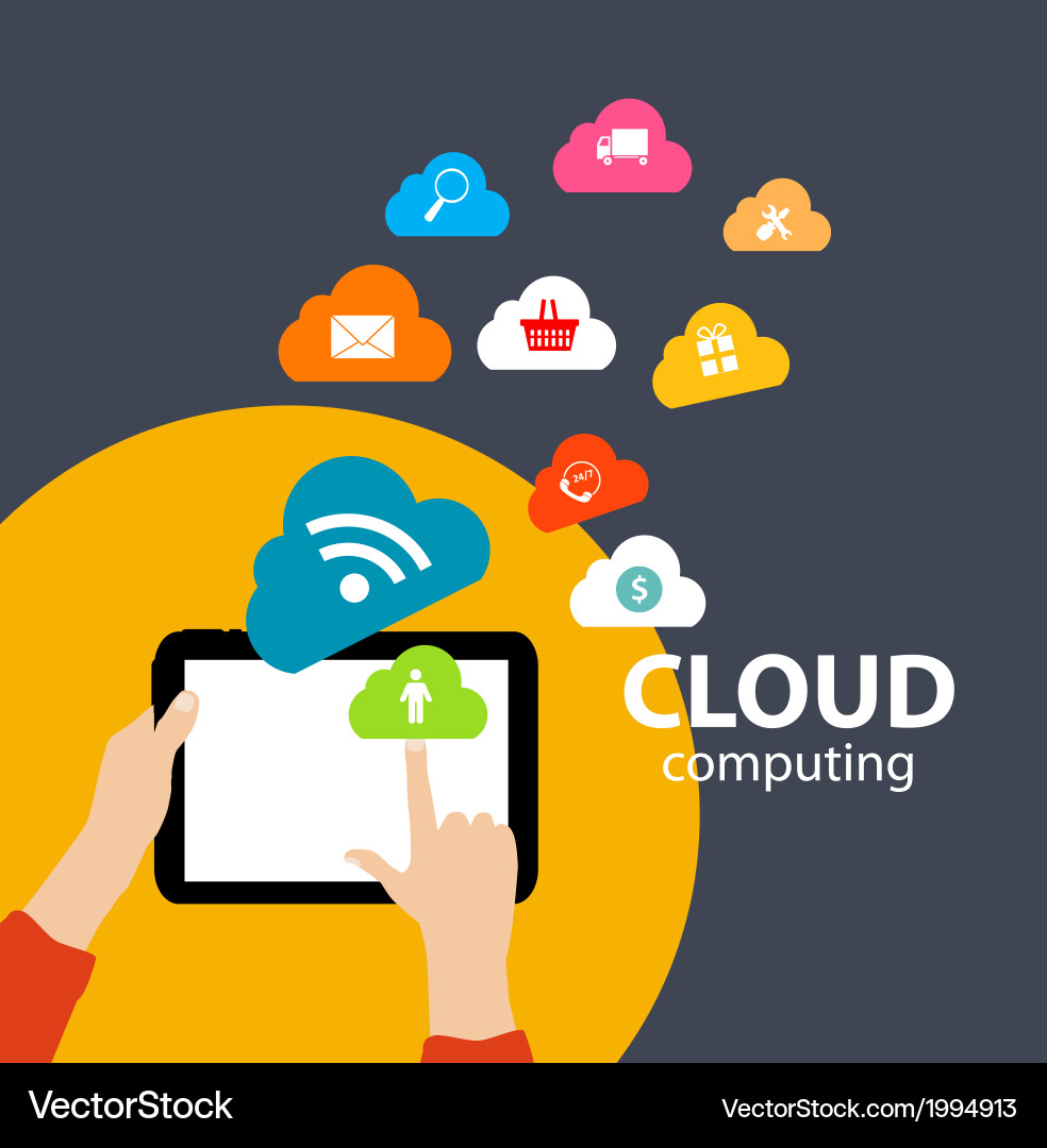 Cloud computing concept on different electronic Vector Image