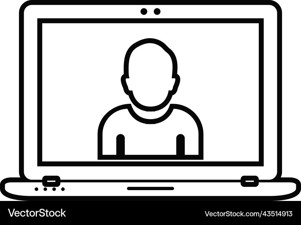 Computer user line icon flat style eps Vector Image