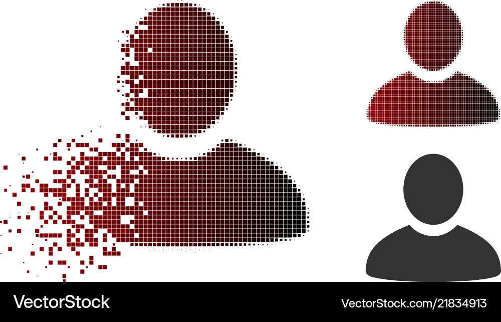 Decomposed pixel halftone user icon Decomposed pixel halftone user icon vector image