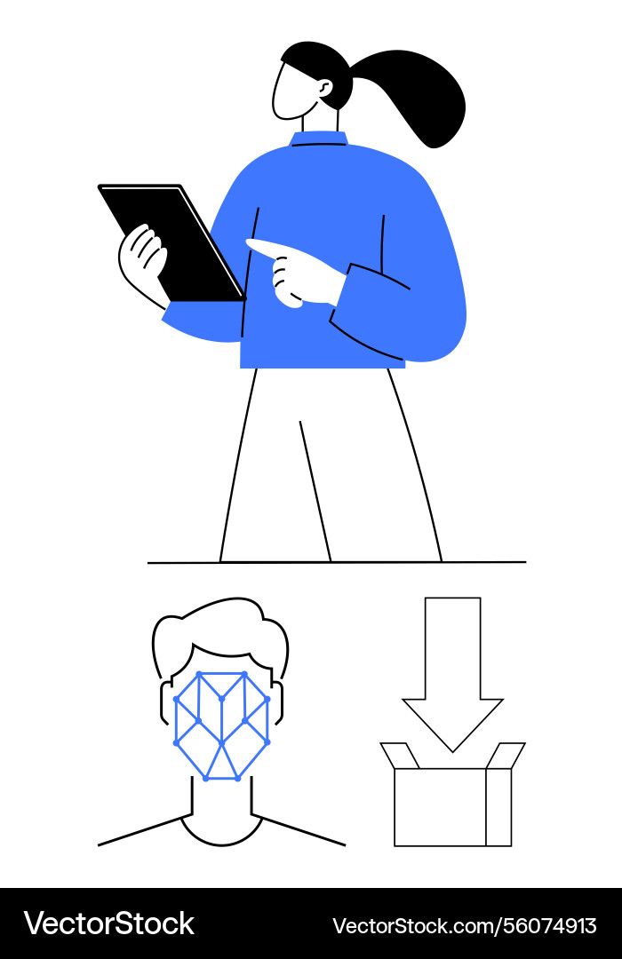Digital identity verification process with face Vector Image