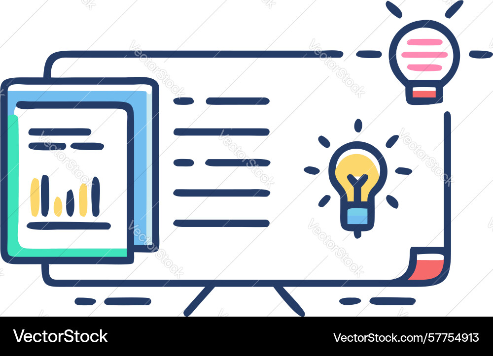Document with idea graph icon business insight vector image