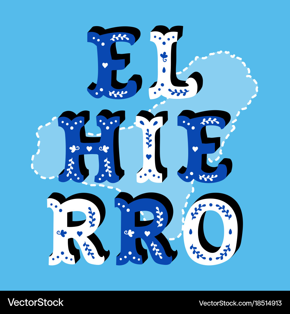 El hierro decorative ornate text with island map Vector Image